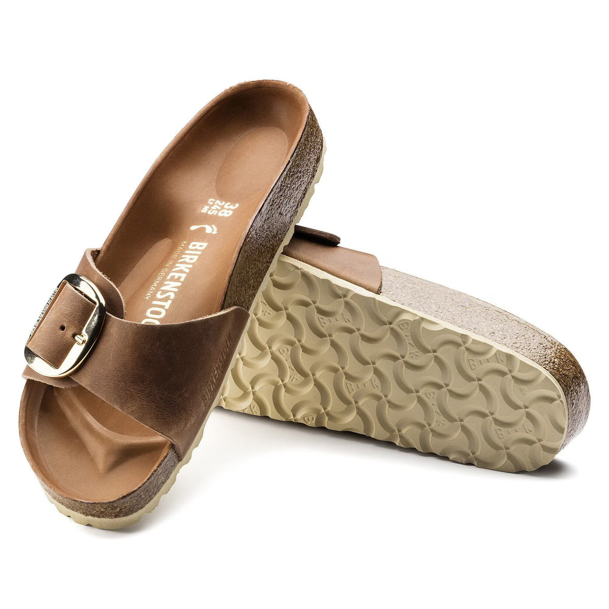 Birkenstock Madrid Big Buckle Womens Sandal Oiled Leather-Cognac 9