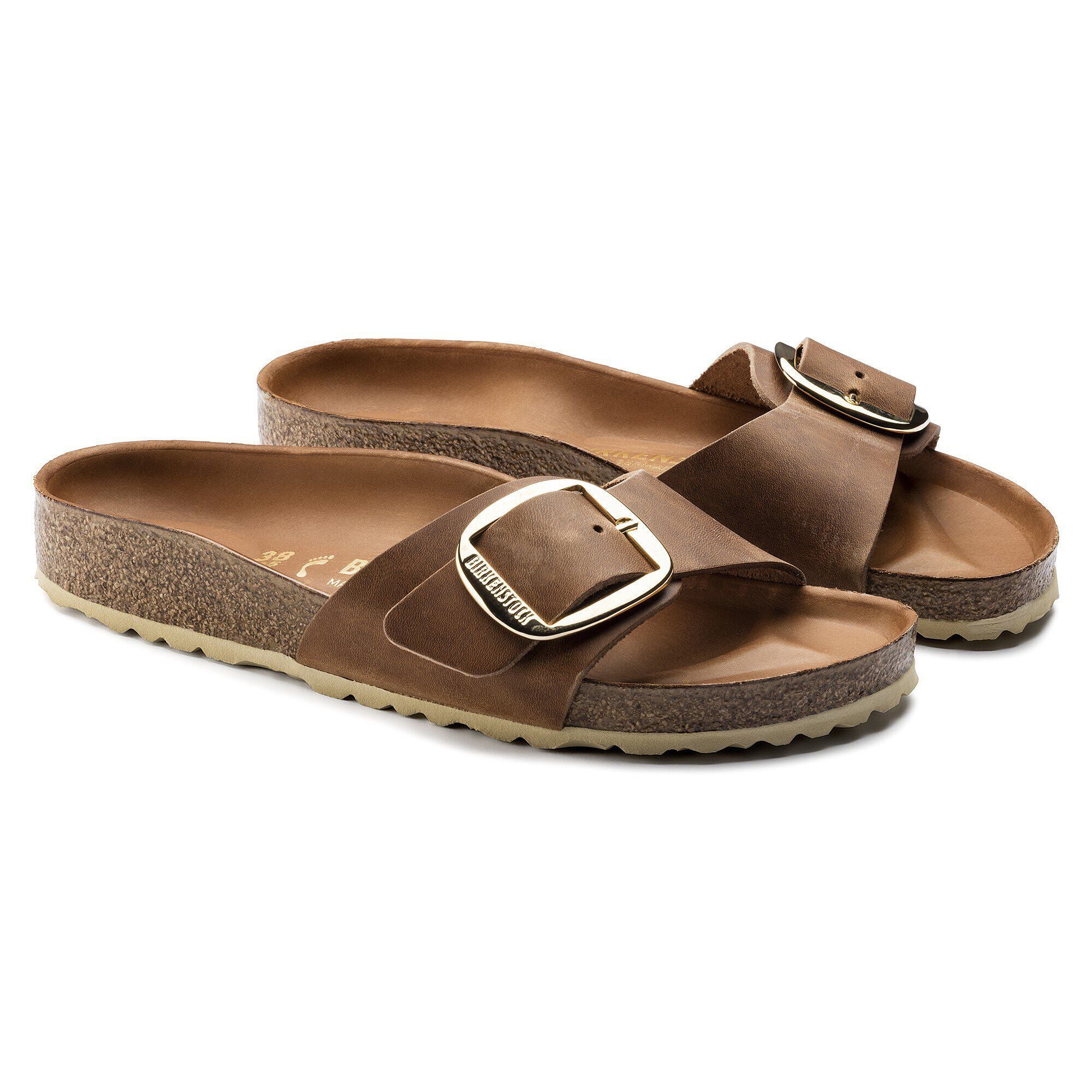 Birkenstock Madrid Big Buckle Womens Sandal Oiled Leather-Cognac 10