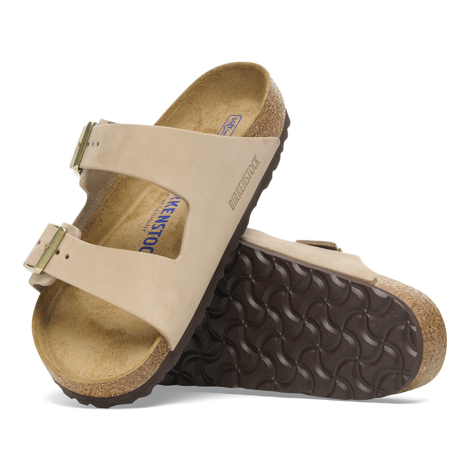 Birkenstock Arizona Soft Footbed Womens Sandal Nubuck-Sandcastle 10