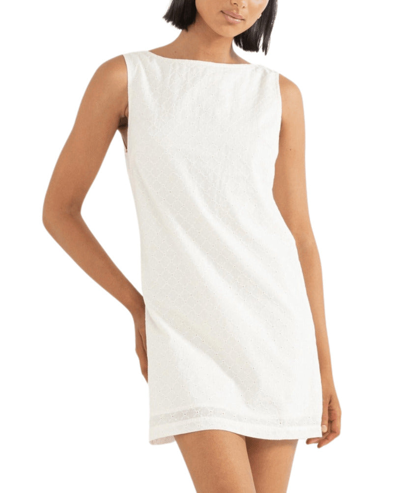 RHYTHM PORTO EYELET MINI  DRESS NATURAL 3M