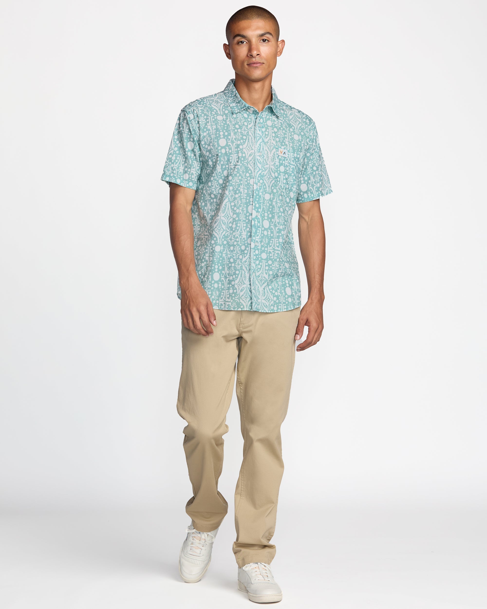 RVCA JACOBS ARCHIVE PRINT SS BN4-BLUE HAZE L