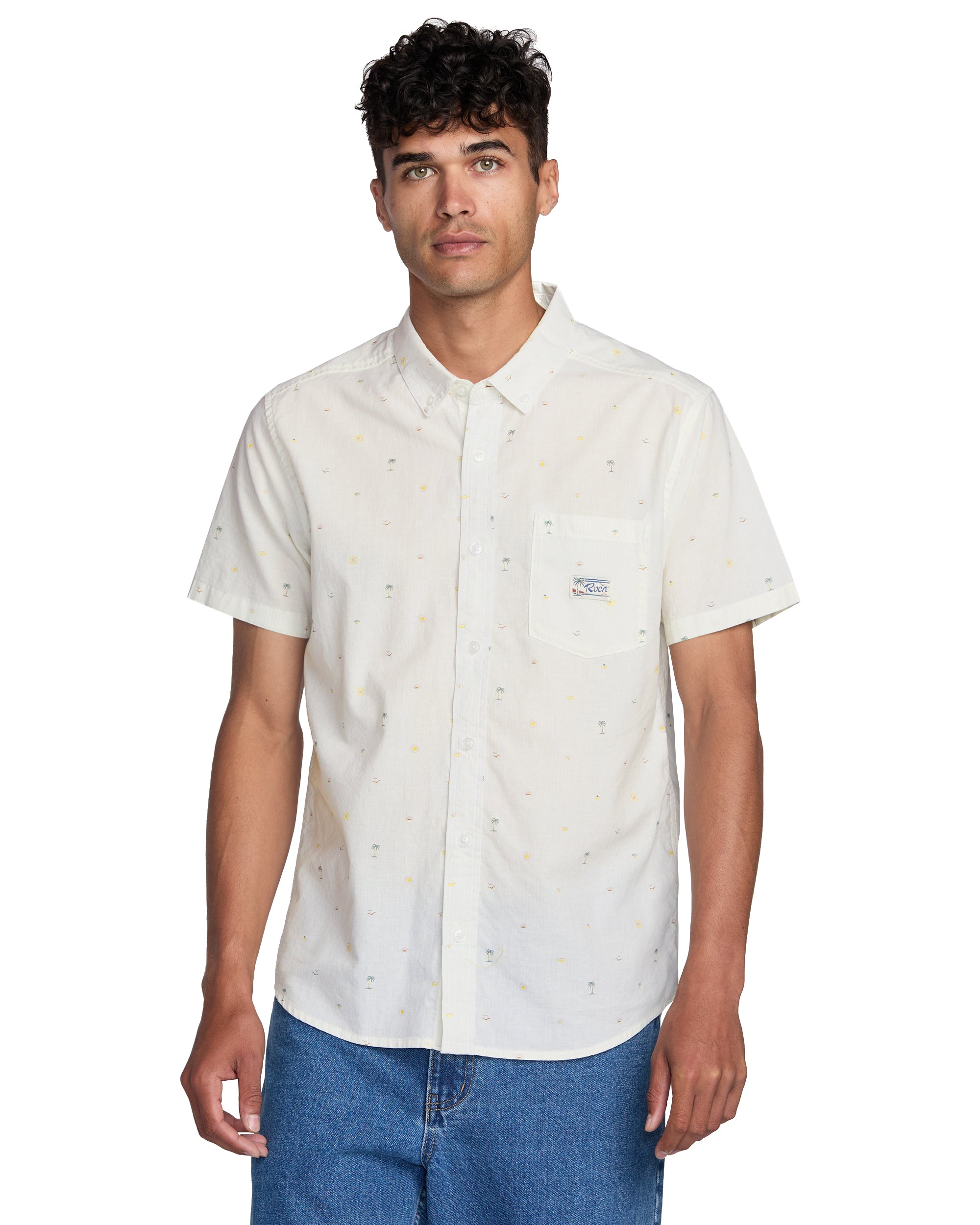 RVCA EXOTICA SEERSUCKER SS WHT-WHITE L