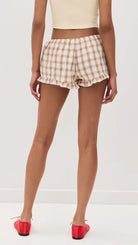 Bailey Rose Embroidered Plaid Shorts Plaid XS