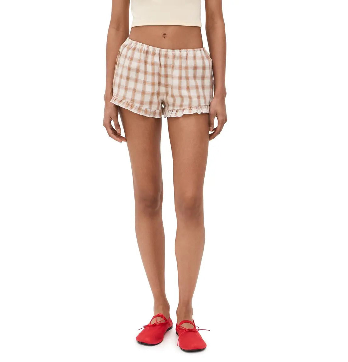 Bailey Rose Embroidered Plaid Shorts Plaid L