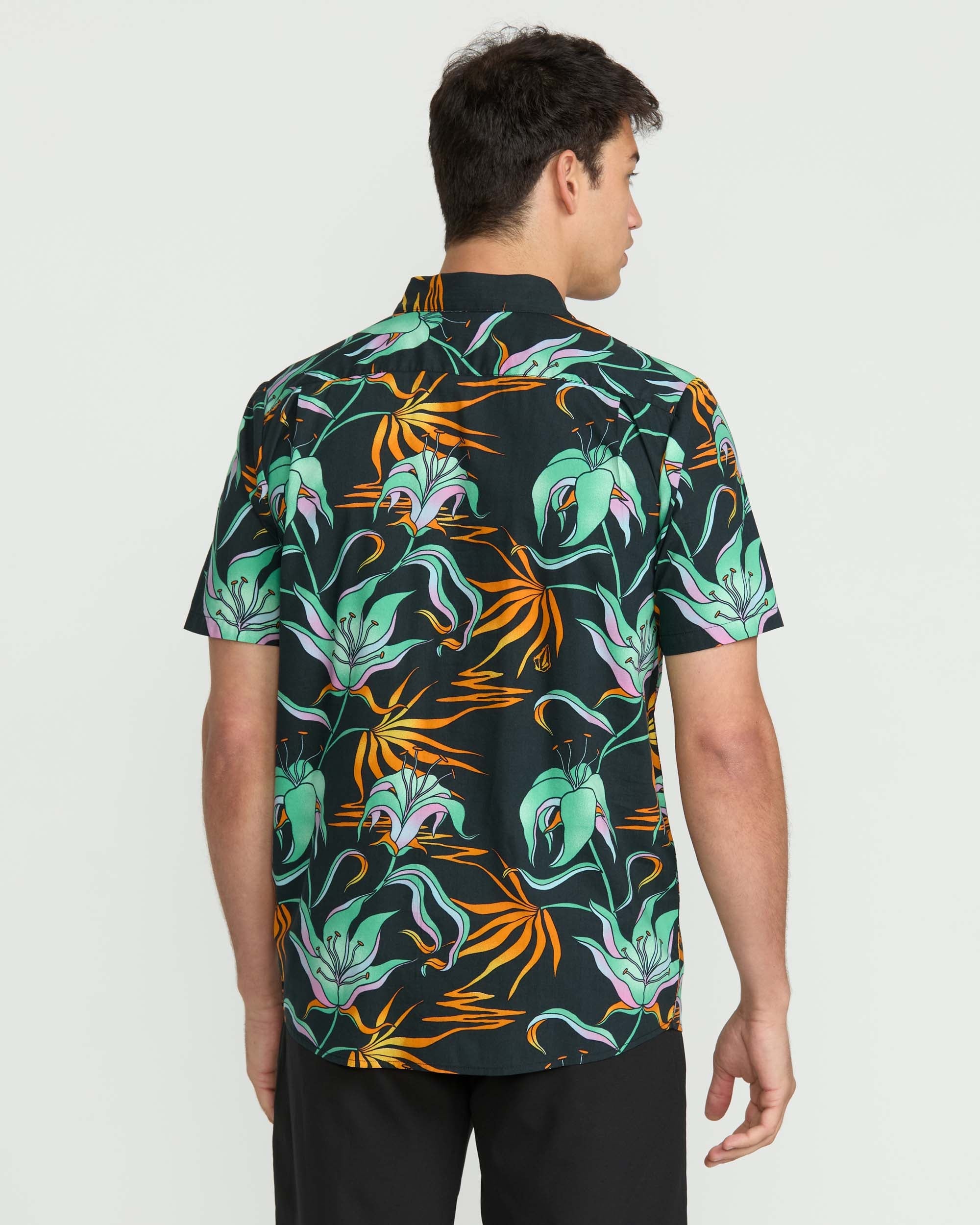 VOLCOM BRAINMELTER FLORAL SS BGR-BLACK GREEN M
