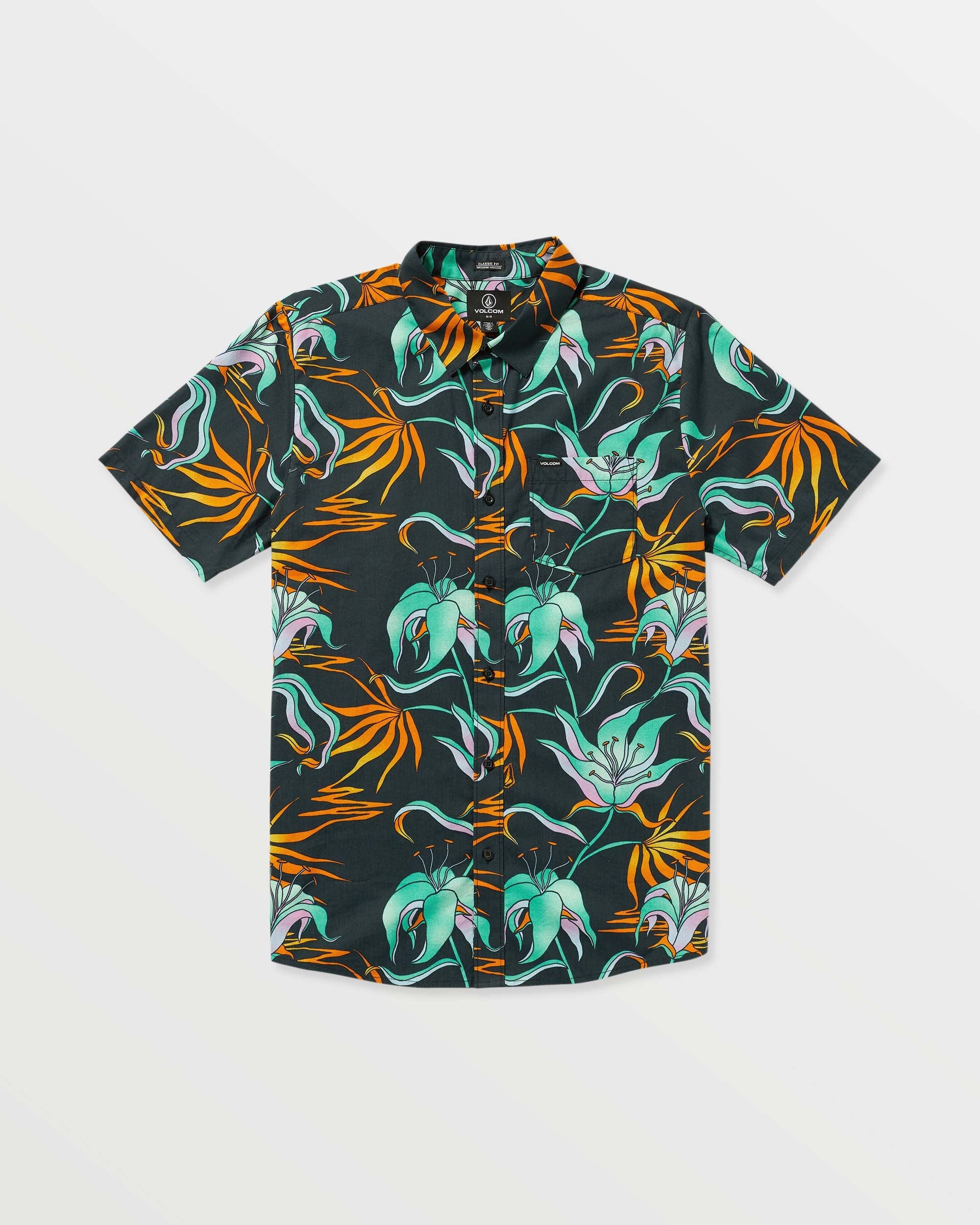 VOLCOM BRAINMELTER FLORAL SS BGR-BLACK GREEN L