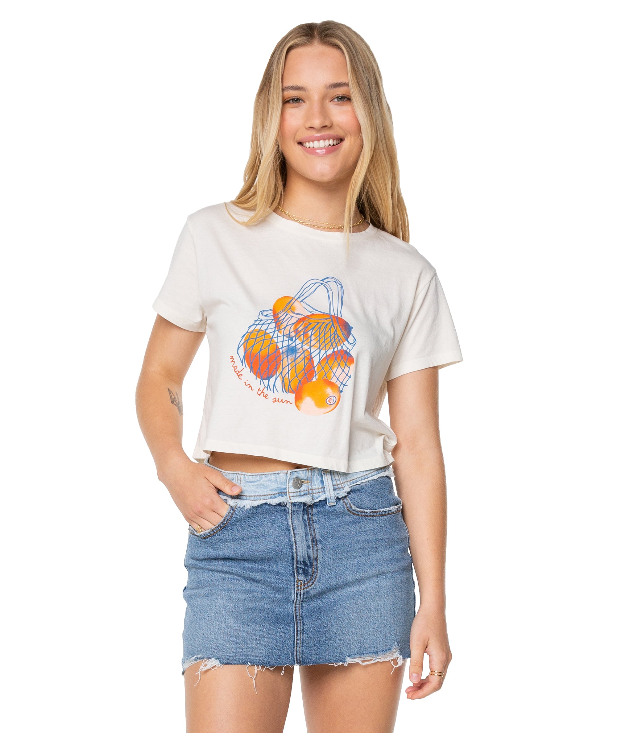Roxy Made In The Sun Cropped Tee WBB0 XS