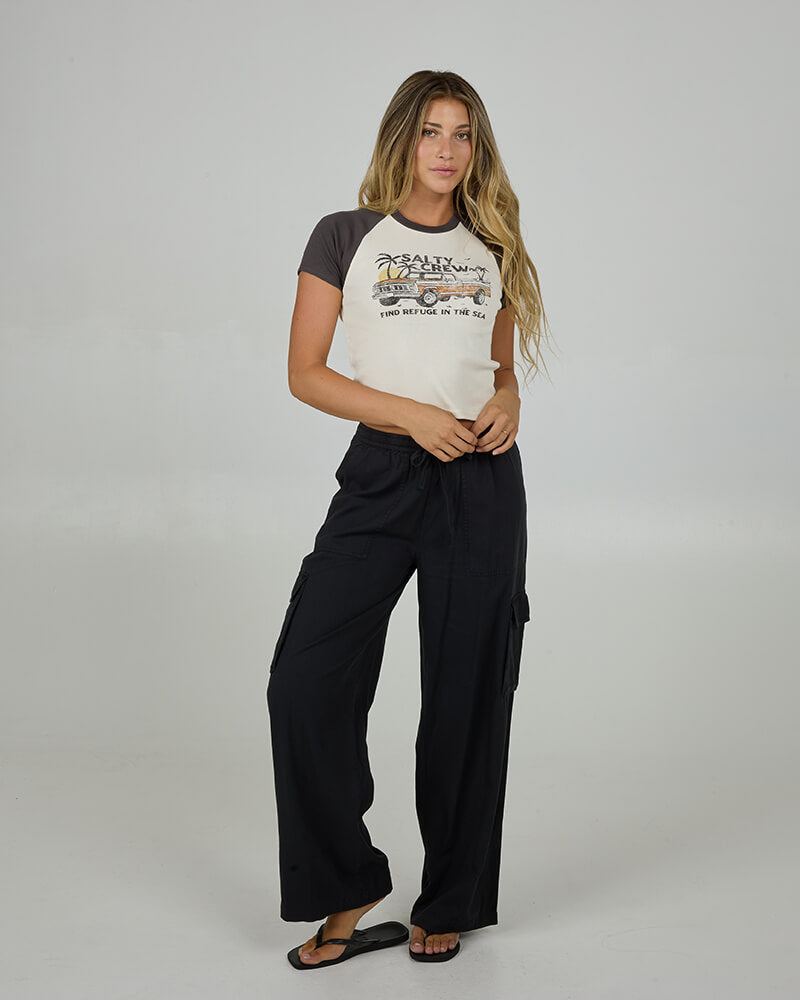 SALTY CREW TAILGATE RAGLAN BABY TEE Charcoal XS