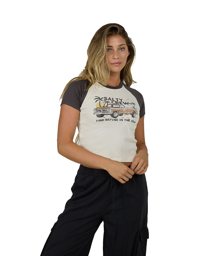 SALTY CREW TAILGATE RAGLAN BABY TEE Charcoal S