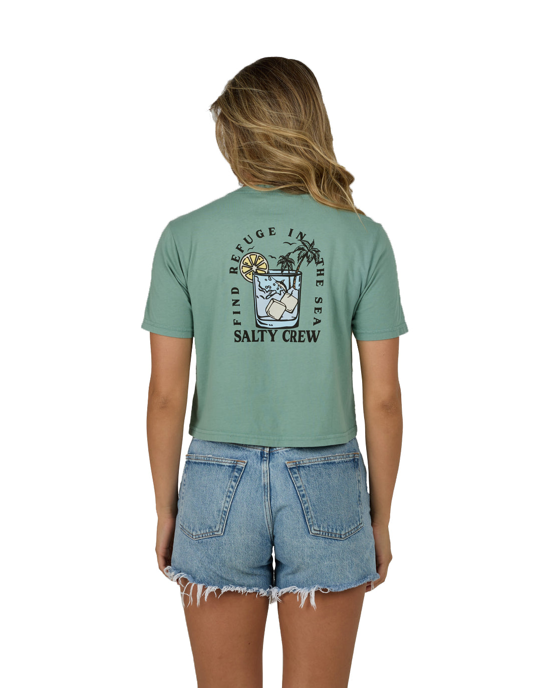 SALTY CREW OCEAN SPRAY CROP TEE Sage S