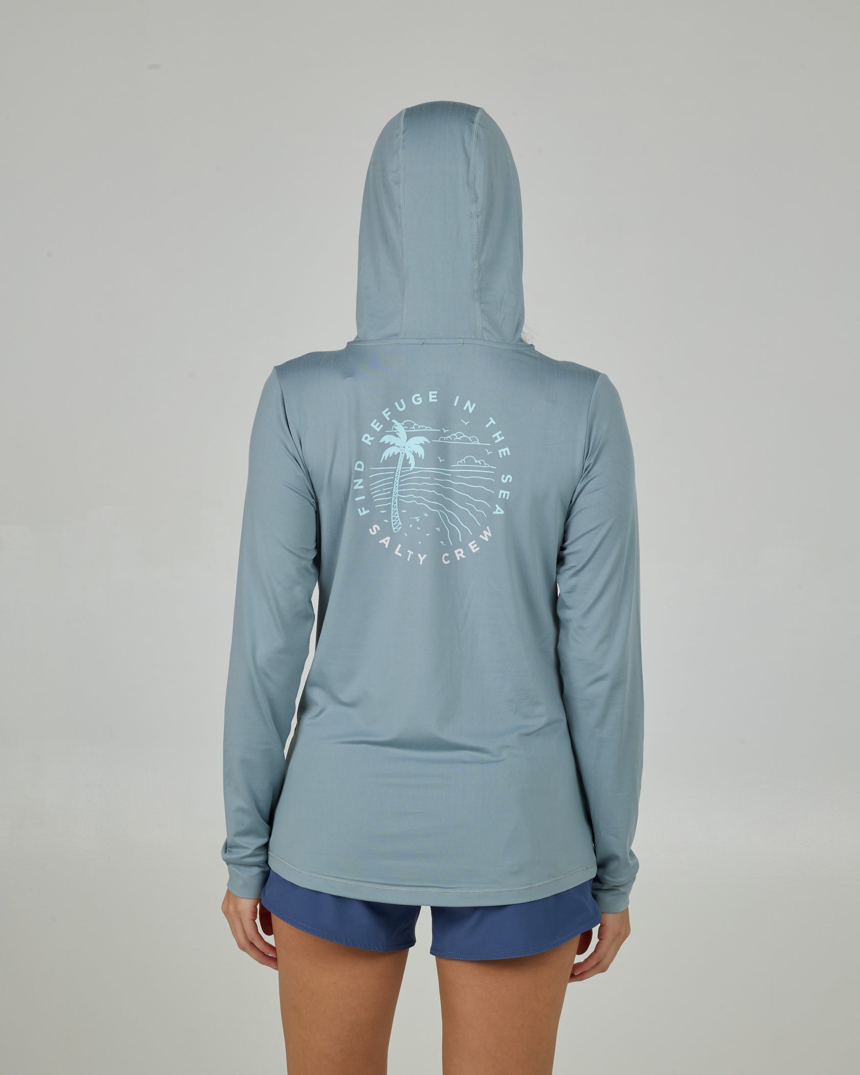 SALTY CREW FIREWORKS HOOD SUNSHIRT Stormy Grey S