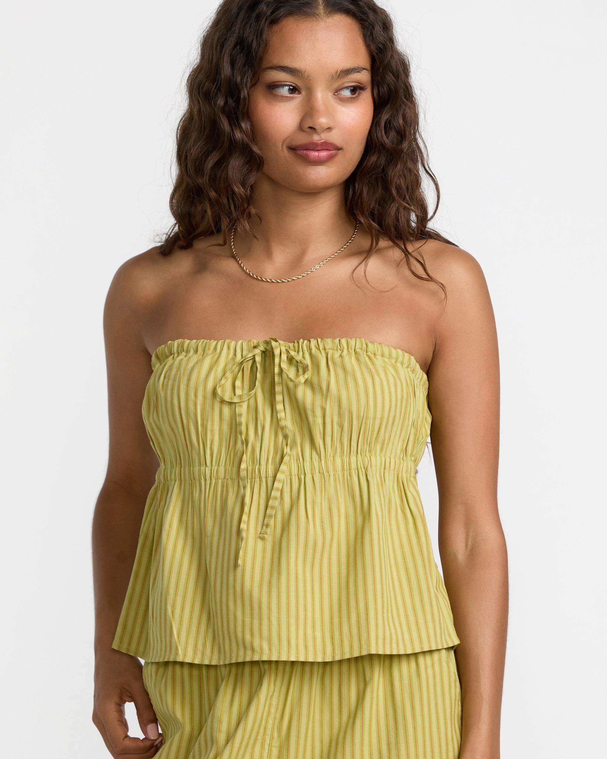 RVCA PEYTON TUBE TOP MTO-MARTINI OLIVE L