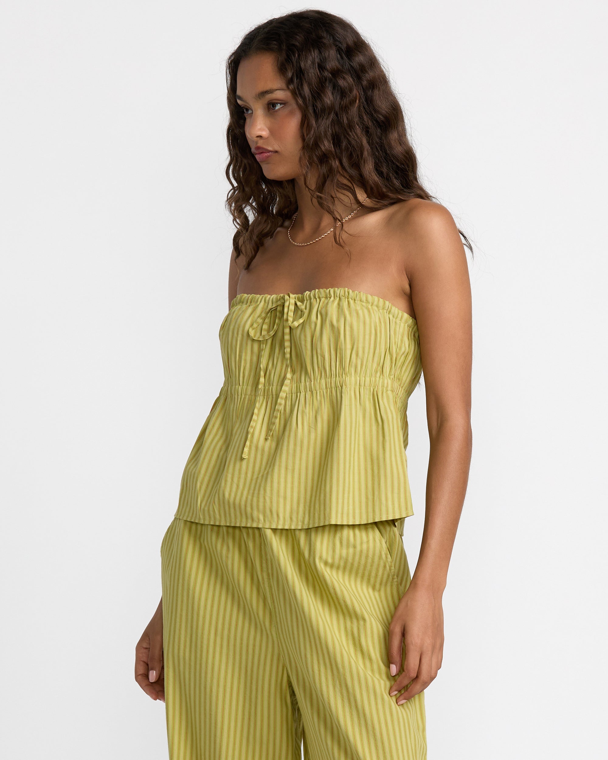 RVCA PEYTON TUBE TOP MTO-MARTINI OLIVE XS