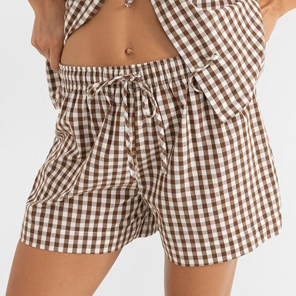 RHYTHM BIRDIE GINGHAM SHORT BRO-BROWN 3M