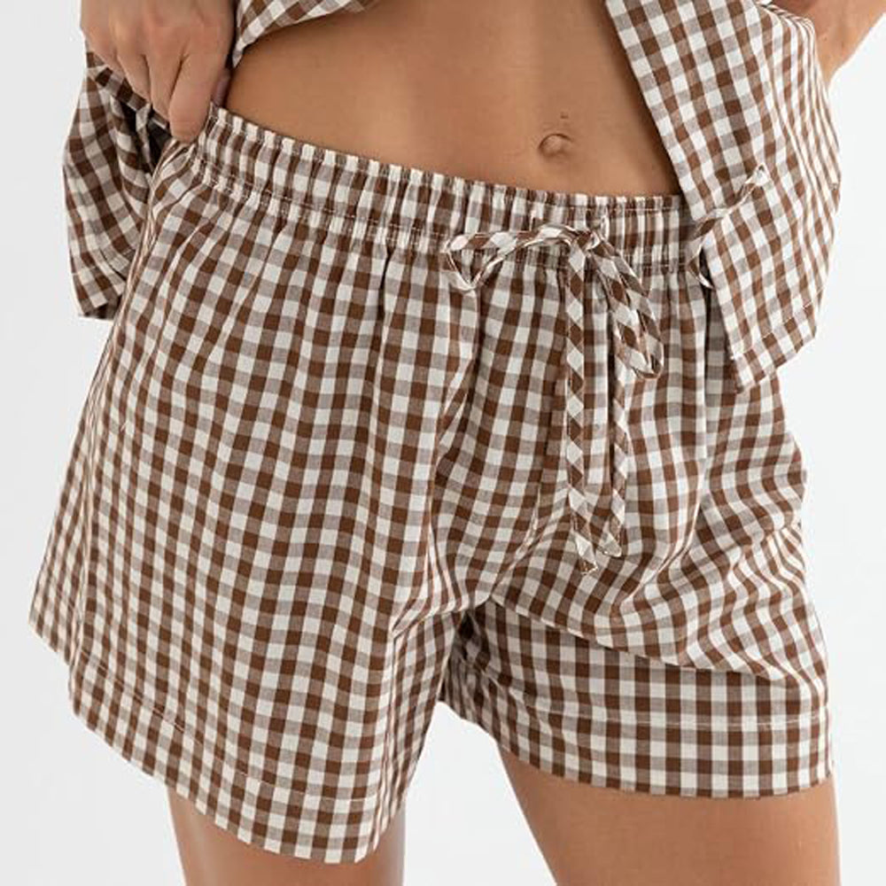 RHYTHM BIRDIE GINGHAM SHORT BRO-BROWN 3M
