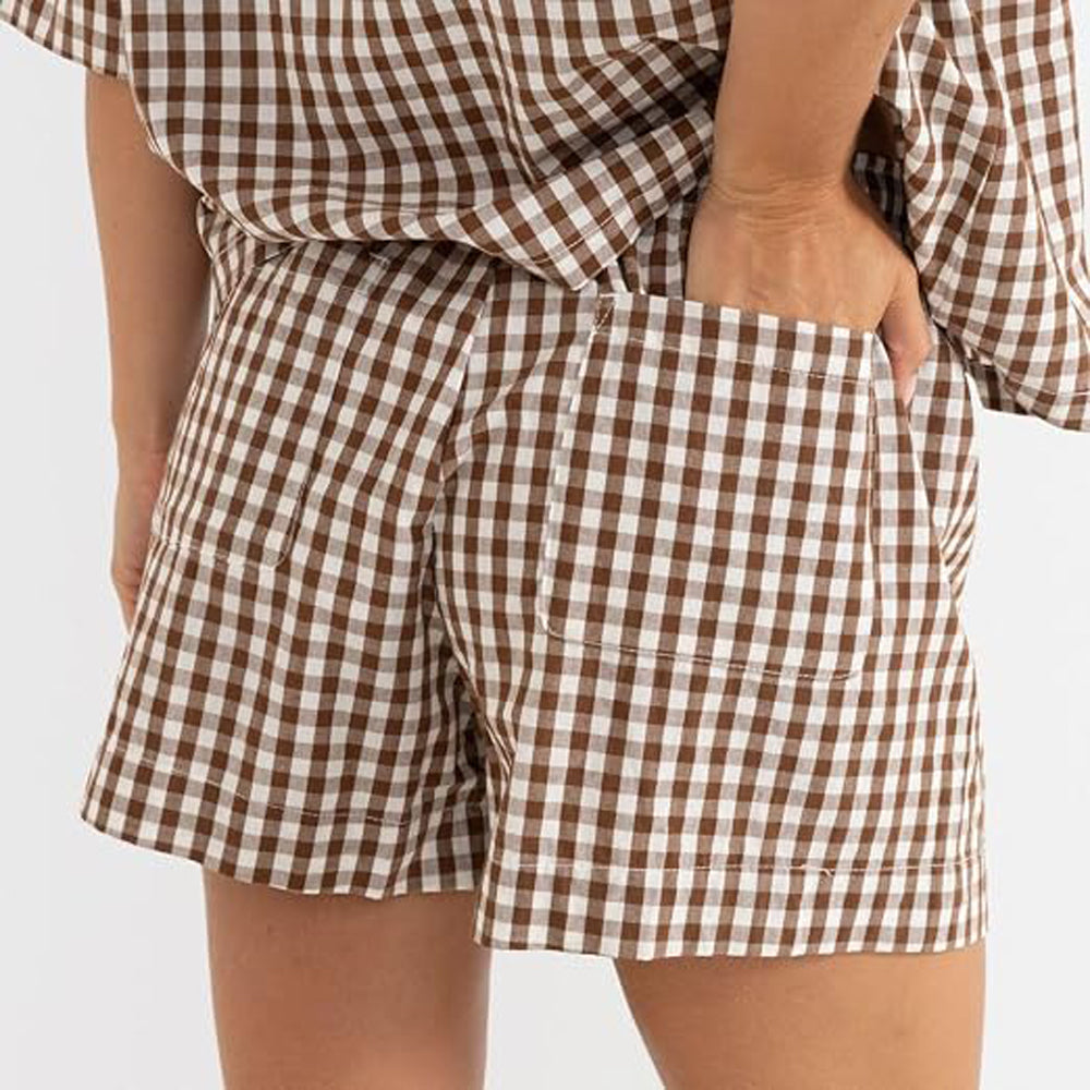 RHYTHM BIRDIE GINGHAM SHORT BRO-BROWN 3M