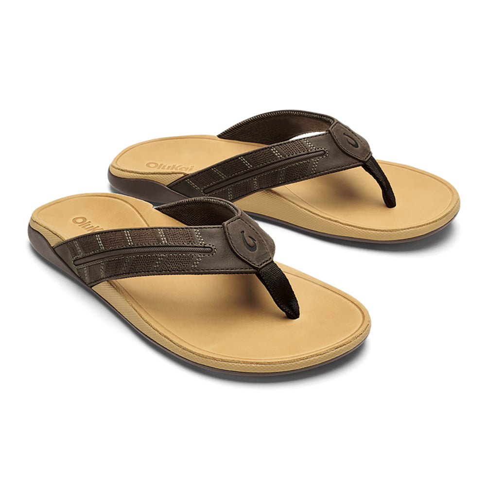 Olukai Tuahine Palm Mens Sandal 48GS-Dark Java-Golden Sand 10