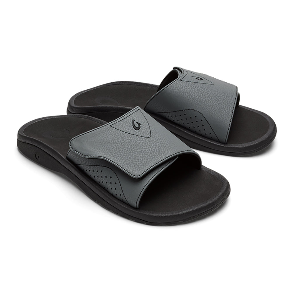 Olukai Nalu Slide Mens Sandal RK40-Rock-Black 10