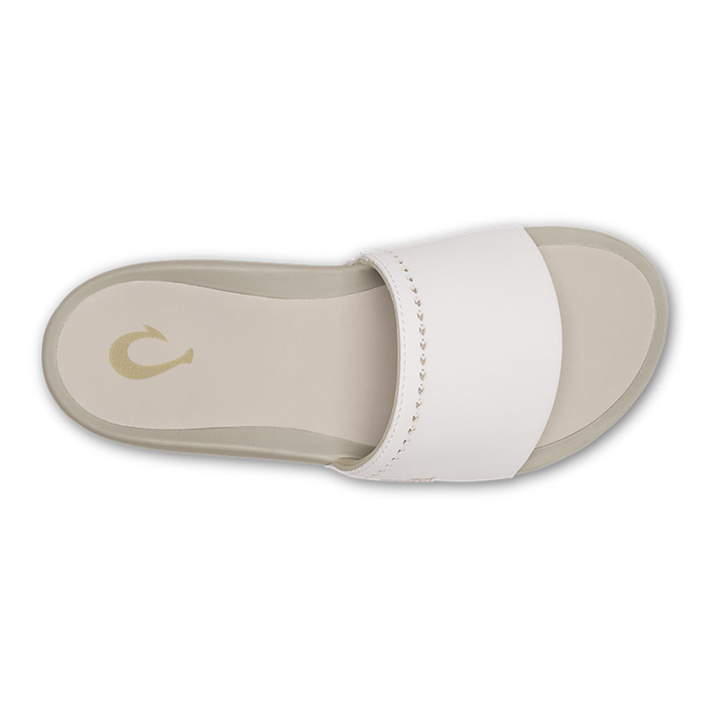 Olukai Ulele Slide Womens Sandal WB20-Bright White-Tapa 7