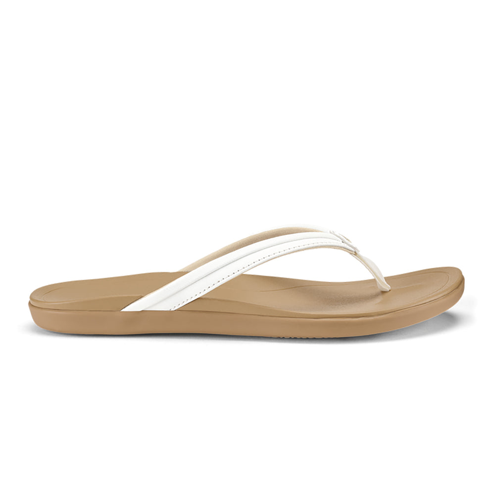 Olukai Ho opio Malua Womens Sandal WBWV-Bright White-Warm Sand 8