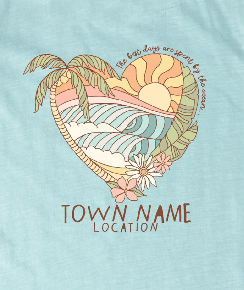 TANK STREAM DESIGN GIRLS T - SCENIC HEART Delray-AQUA 2