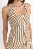 RHYTHM COVE STRIPE LONG  VEST NATURAL 2S