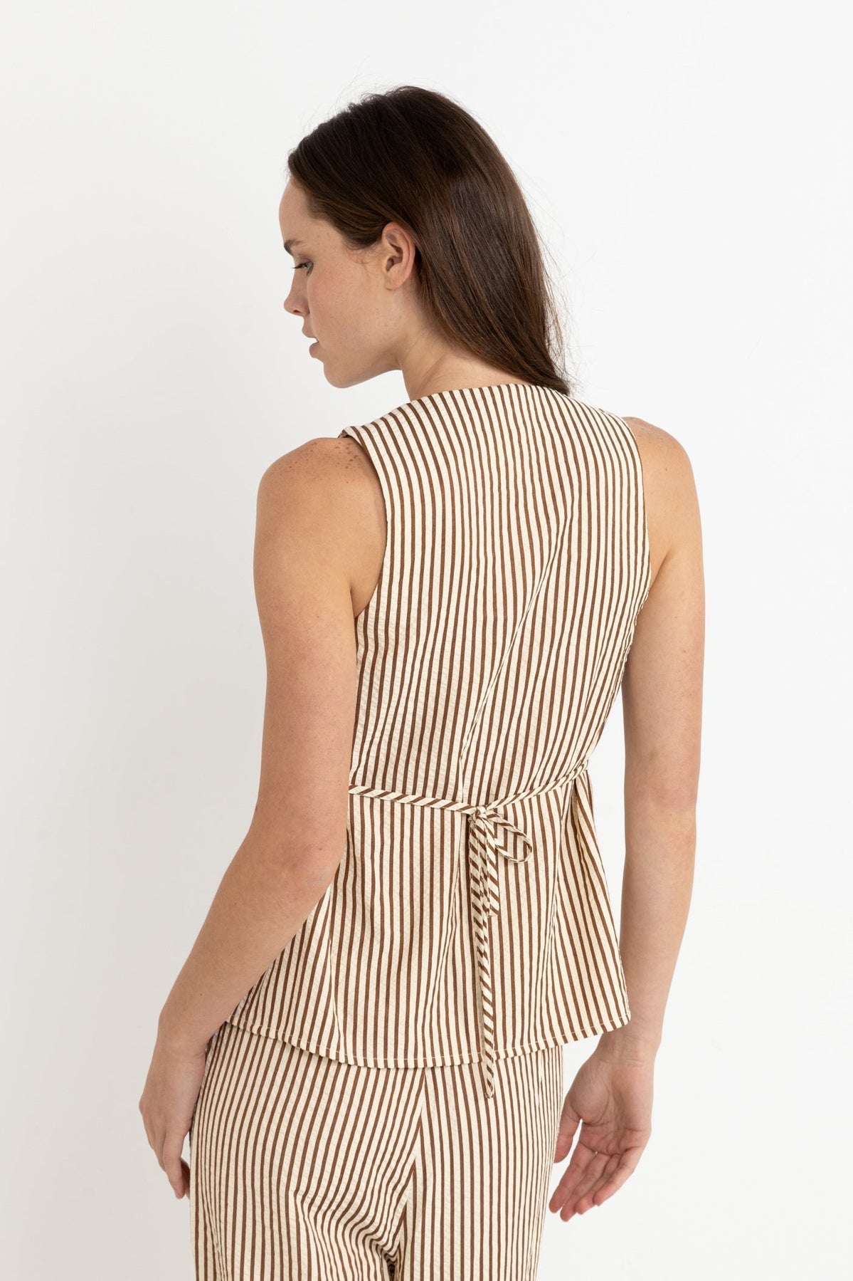 RHYTHM COVE STRIPE LONG  VEST NATURAL 2S