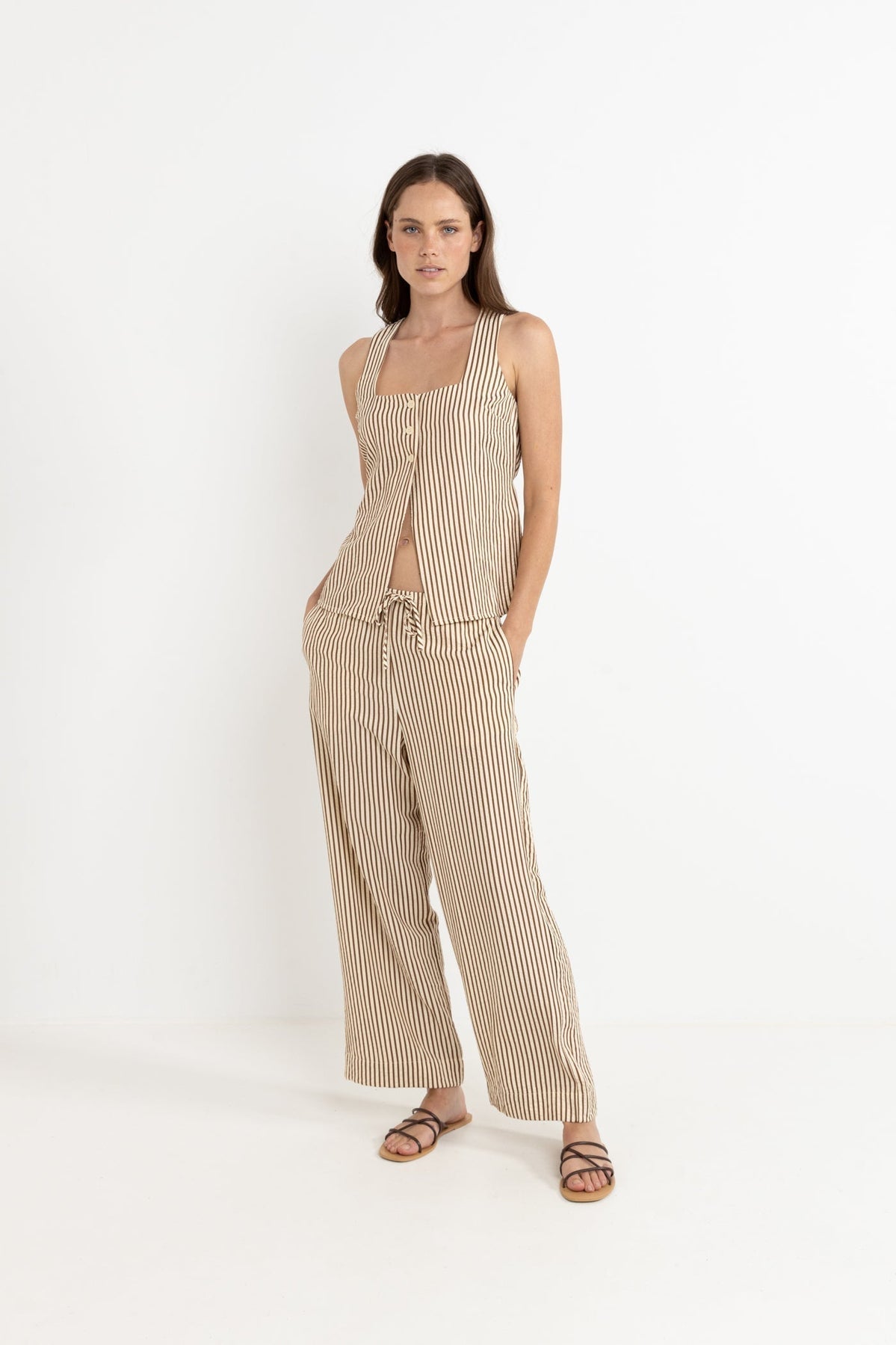 RHYTHM COVE STRIPE LONG  VEST NATURAL 2S
