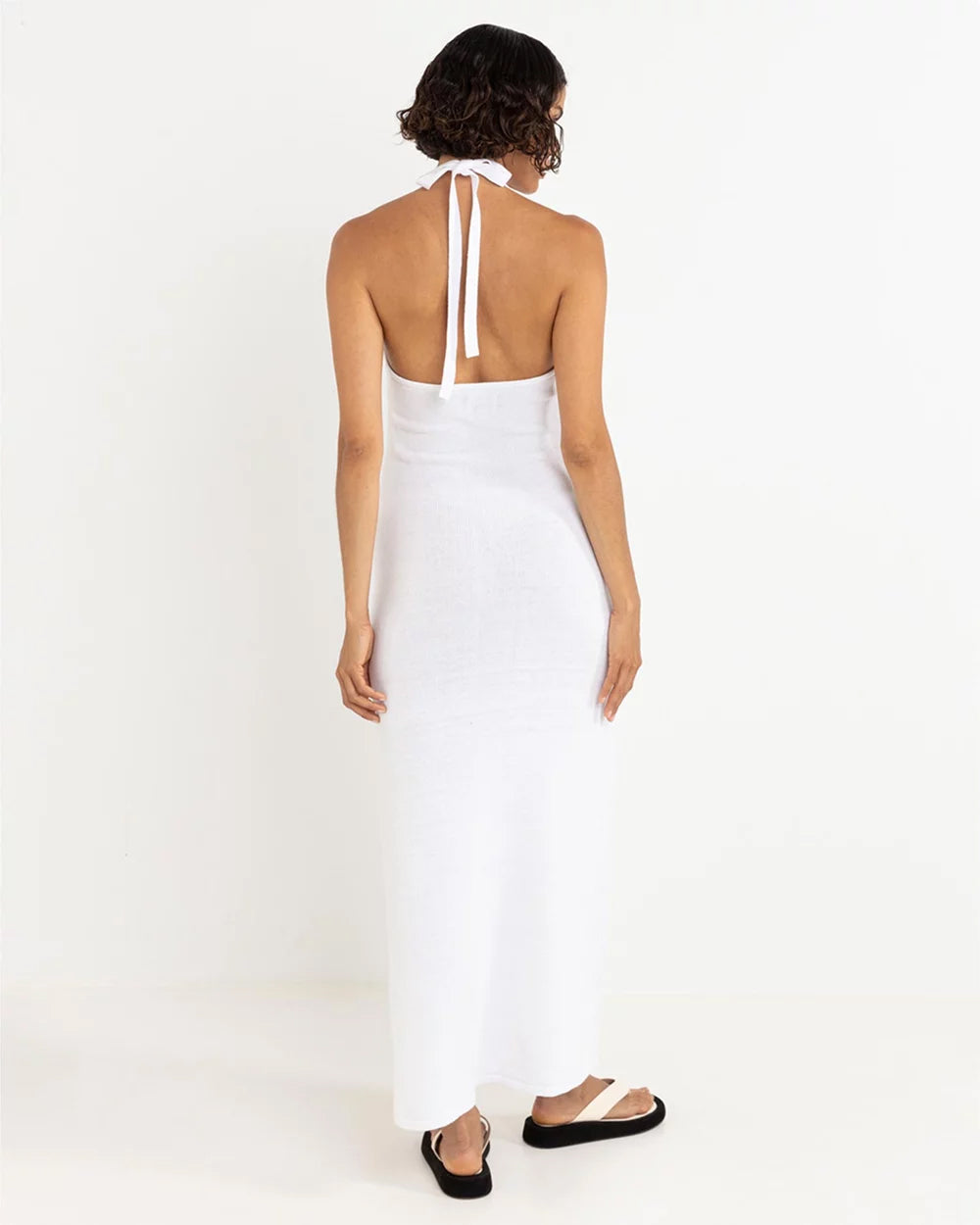 RHYTHM MARTINI HALTER KNIT MAXI DRESS WHITE 3M