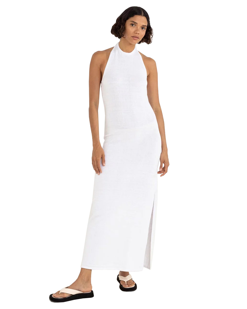 RHYTHM MARTINI HALTER KNIT MAXI DRESS WHITE 3M