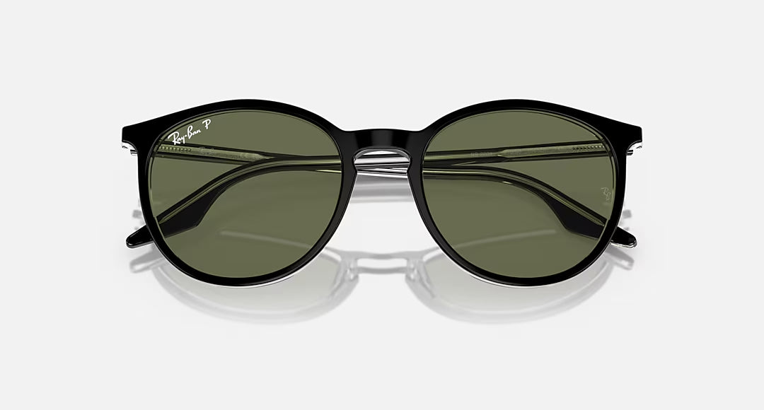 Ray-Ban 0RB2204 Polarized Sunglasses BlackonTransparent Green