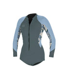 O Neill Bahia 2/1mm Front Zip LS Surf Suit Womens Springsuit IJ8-SHADE/PALMTROP/FDENIM 6