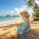 Sun N Sand Infant Bucket Hat Blue Brim 1.25"