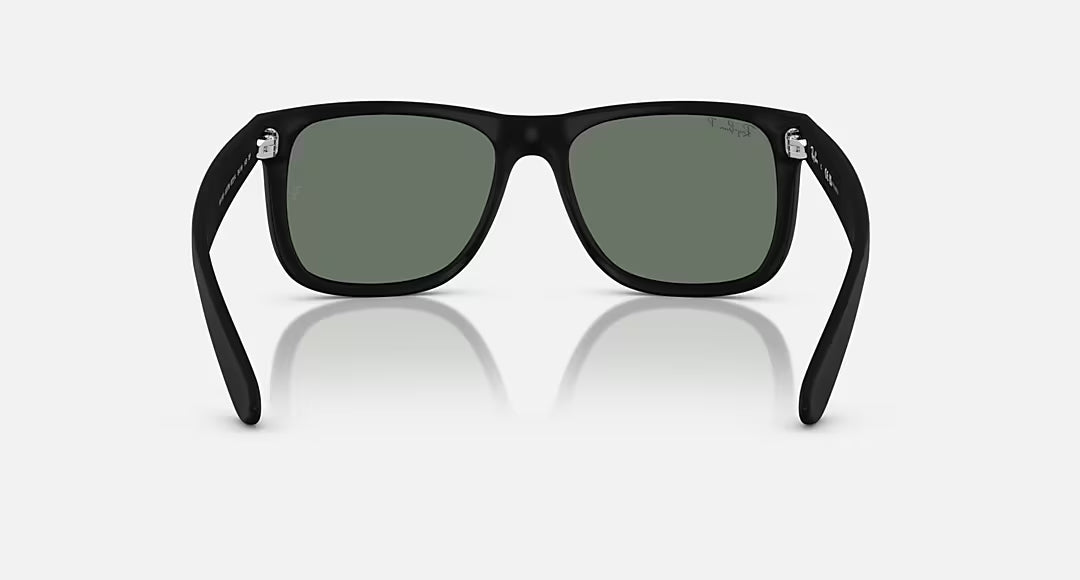 Ray Ban Justin Polarized Sunglasses BlackRubber GreenMirrorSilver Wayfarer