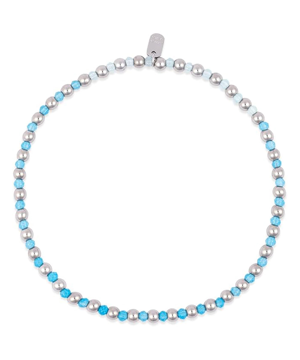 Pura Vida Ball Bead and Stone Stretch Anklet  SILV