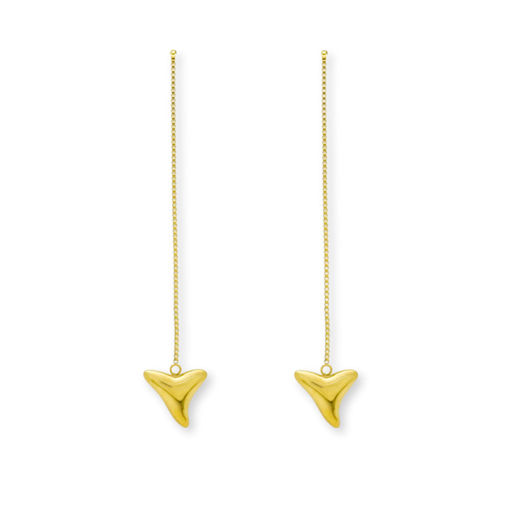 Salty Cali Shark tooth Threaded Earrings  Gold