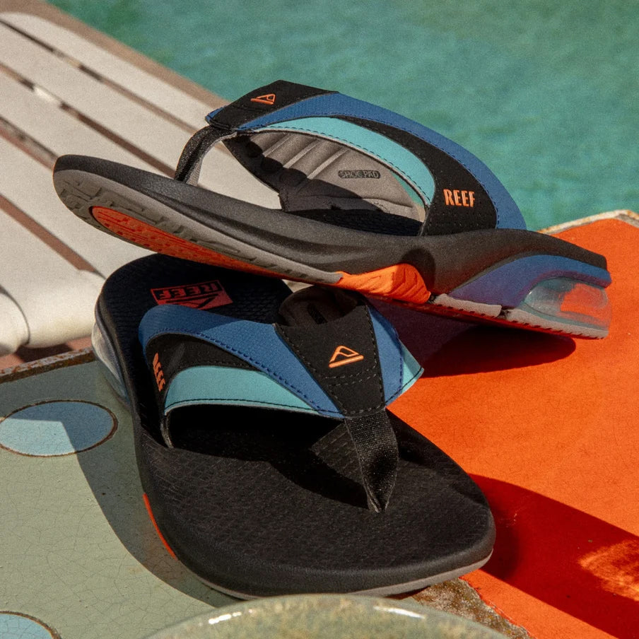 Reef Fanning + Mens Sandal Blue-Black-Orange 13