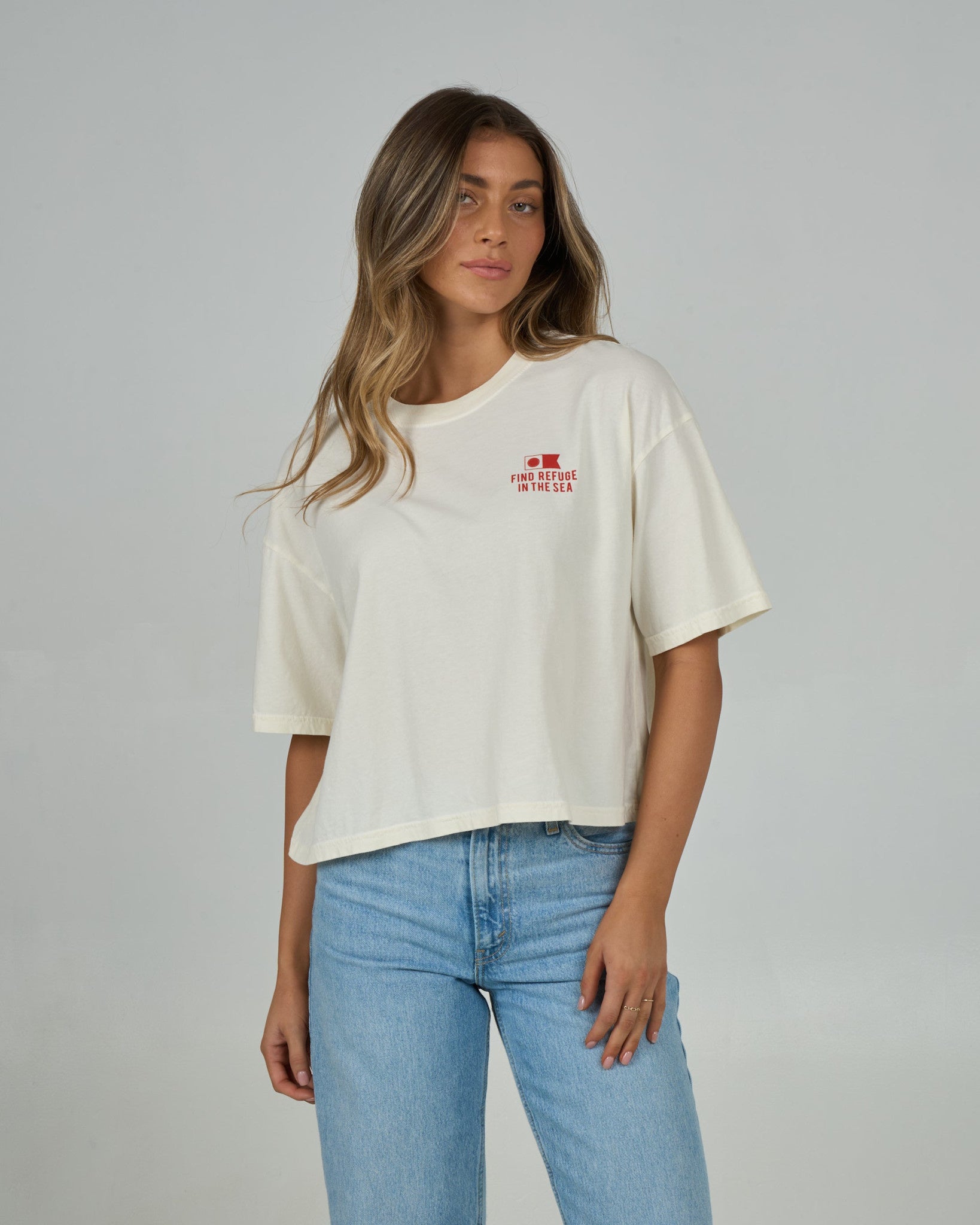SALTY CREW FISH FINDER SKIMMER TEE OFF WHITE M
