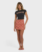 BILLABONG WAVE WASHED PRINTED SKIRT DKC-DARK CHINO XS