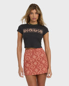 BILLABONG WAVE WASHED PRINTED SKIRT DKC-DARK CHINO S