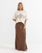 RHYTHM NADIA BIAS CUT MAXI SKIRT CHO-CHOCOLATE 4L