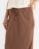 RHYTHM NADIA BIAS CUT MAXI SKIRT CHO-CHOCOLATE 4L