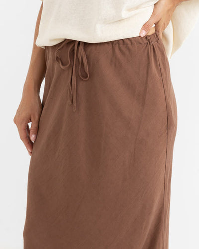 RHYTHM NADIA BIAS CUT MAXI SKIRT CHO-CHOCOLATE 4L