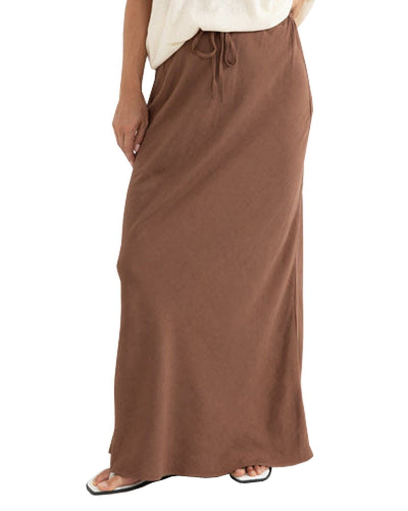 RHYTHM NADIA BIAS CUT MAXI SKIRT CHO-CHOCOLATE 3M