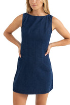 RHYTHM KENDRICK DENIM MINI DRESS DWA-DARK WASH 4L