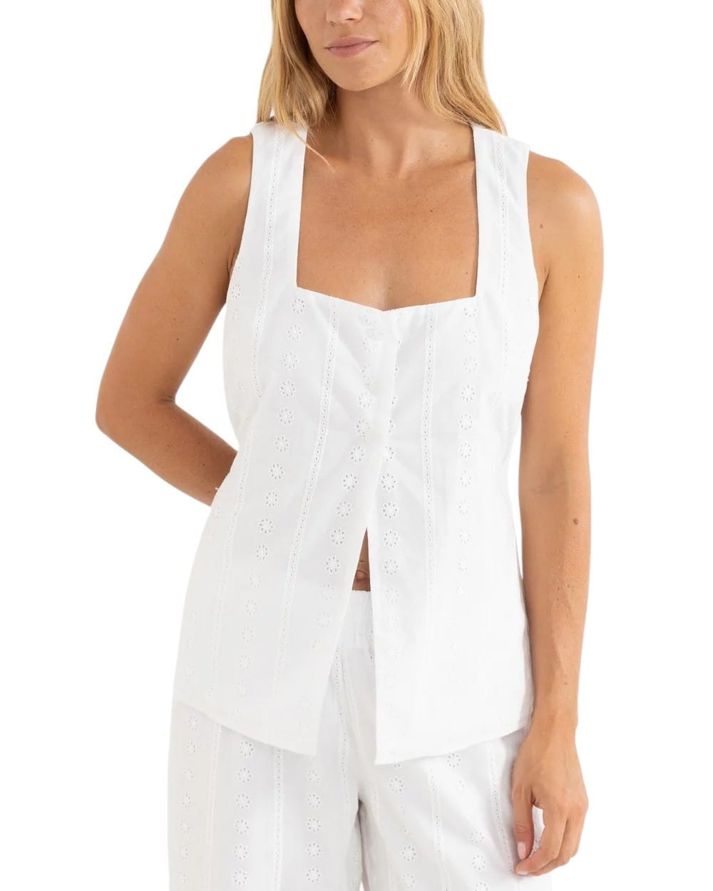 RHYTHM NIKO LONG VEST WHT-WHITE 2S