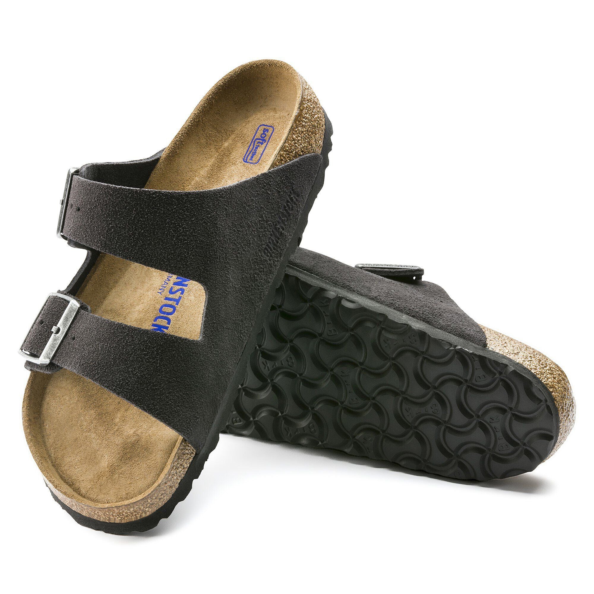 Birkenstock Arizona Soft Footbed Womens Sandal Suede-Velvet Grey 7