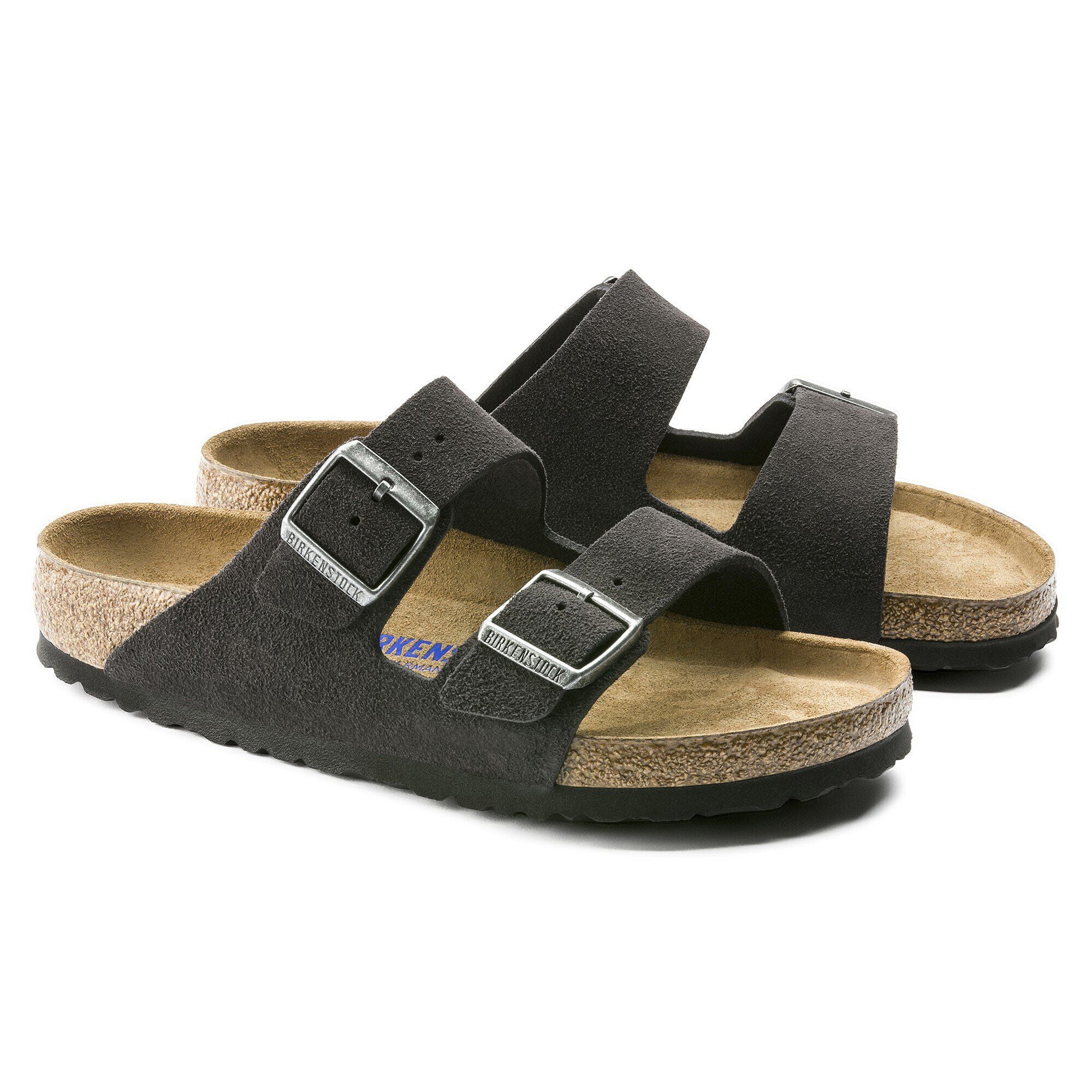 Birkenstock Arizona Soft Footbed Womens Sandal Suede-Velvet Grey 7
