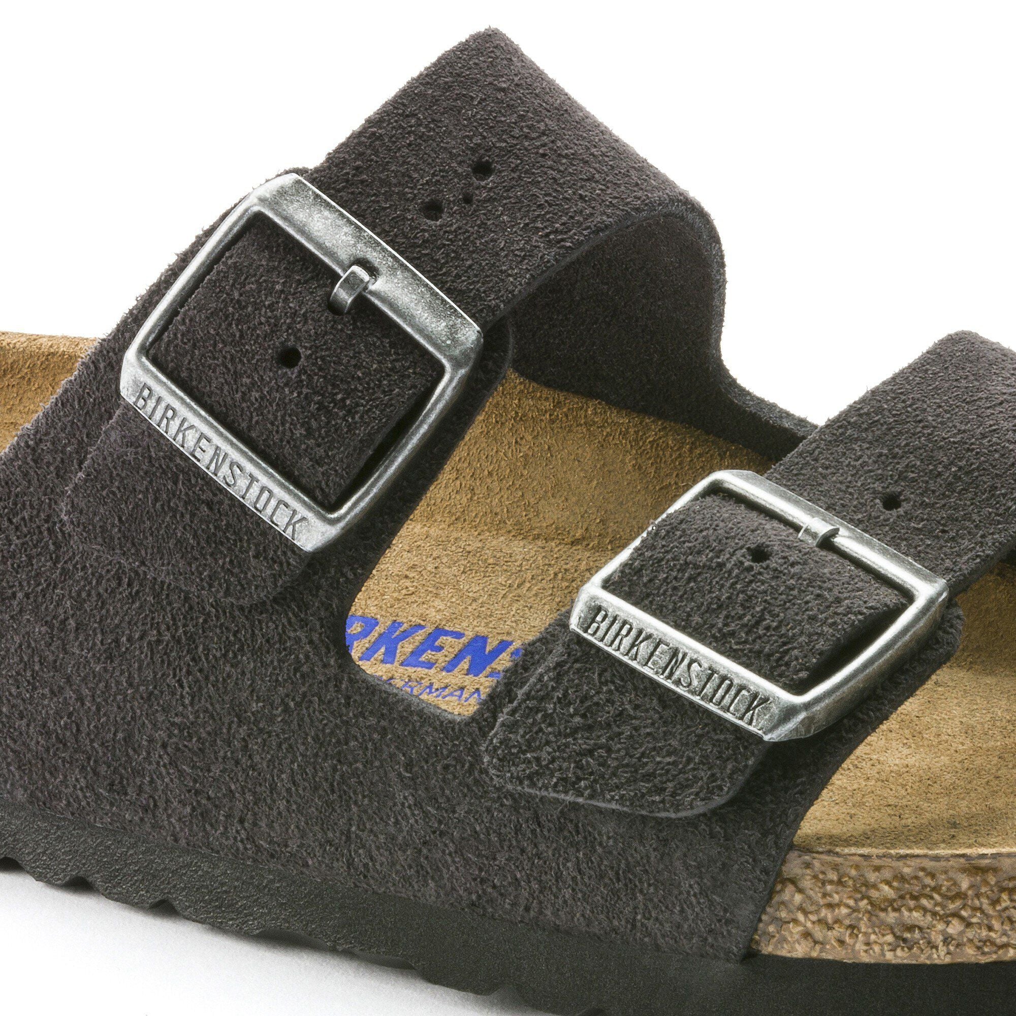 Birkenstock Arizona Soft Footbed Womens Sandal Suede-Velvet Grey 7