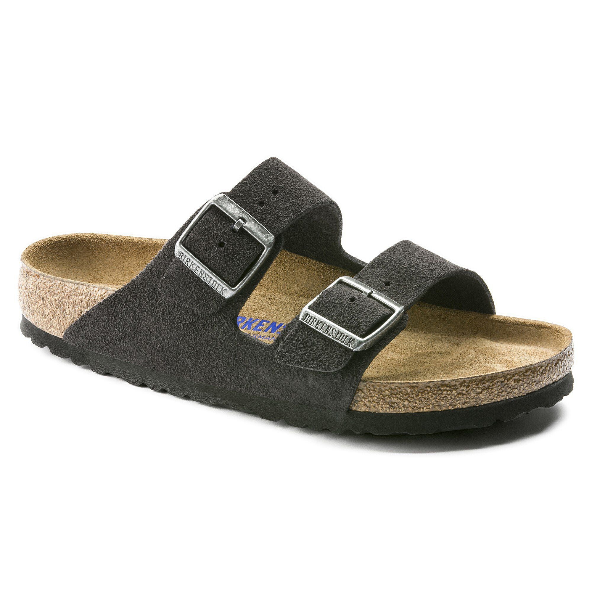 Birkenstock Arizona Soft Footbed Womens Sandal Suede-Velvet Grey 6